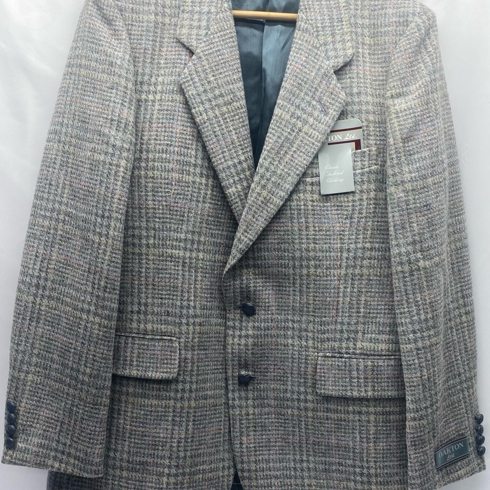 Oakton Ltd Men’s 100% Wool Blazer 42R Gray Single Vent 2 Button CLASSIC